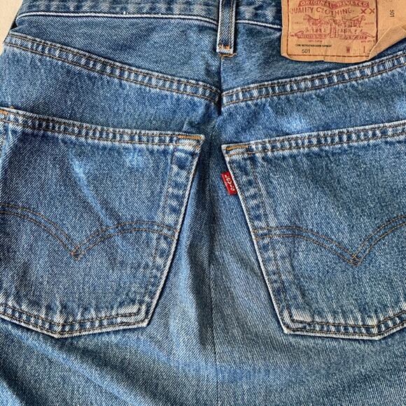 Urban Outfitters x Levis 501 Urban Renewal Upcycled Denim Jean Mini Skirt - Picture 5 of 7